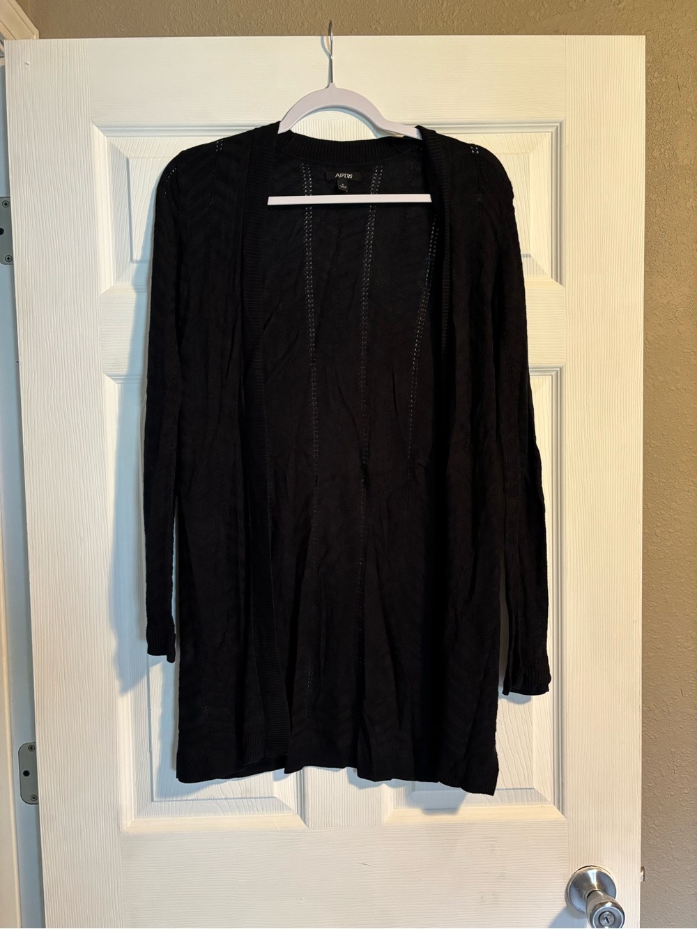 Apt. 9 Black Open-Front Long Cardigan